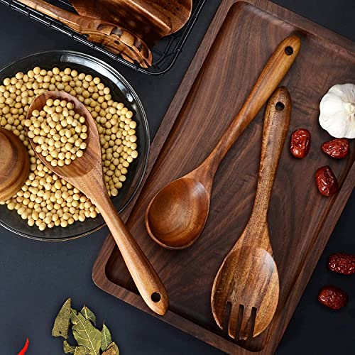 Christmas Wooden Spoons for Cooking, 10 Pcs Natural Teak Kitchen Utensils Set S557967