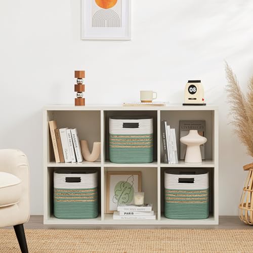 Storage Cubes Set of 4 with Handles, Woven Baskets for Shelves Q26748