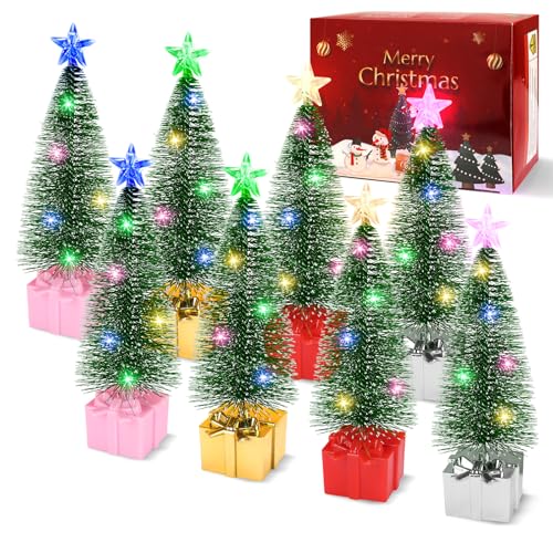 Mini Christmas Tree with Lights, 4 Pack Tabletop LED Decor C27546