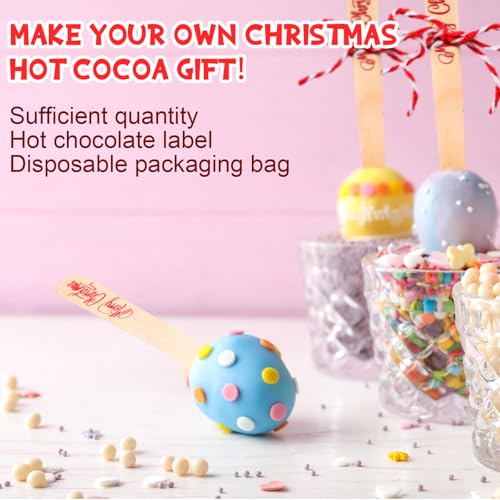 100 Set Christmas Wooden Spoons for Hot Cocoa, Chocolate, and Baking A7471