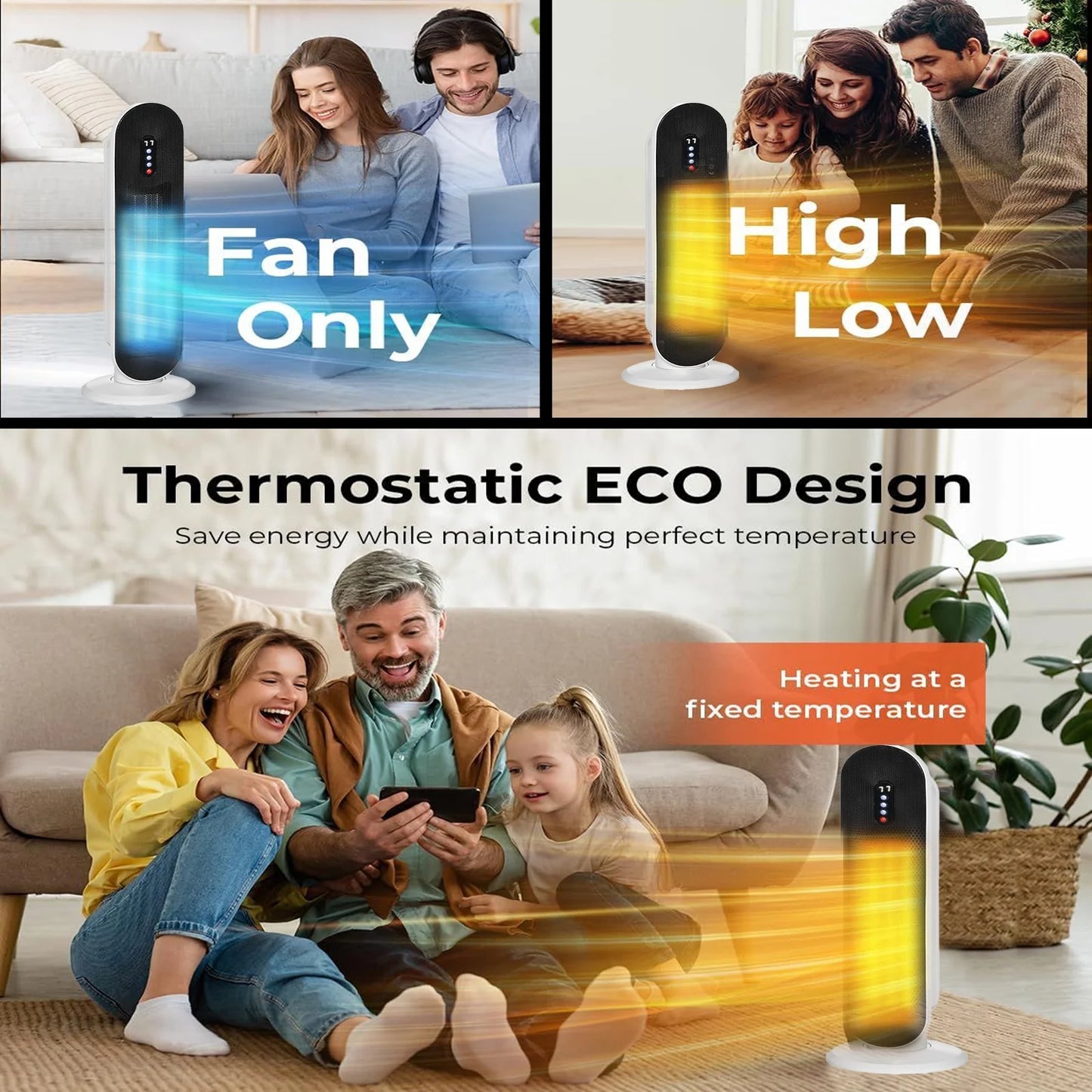 Portable Electric Heater for Home with Thermostat and Timer N406