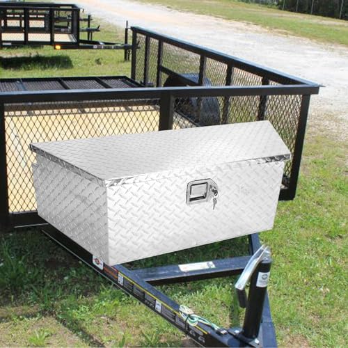 Aluminum Stripes Trailer Tool Box, Waterproof, 39" x 16.5" x 12", Black M957618