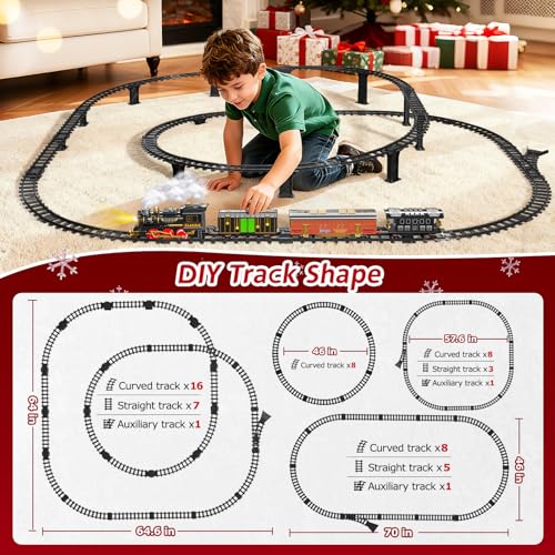 Electric Train Set for Kids with Smoke, Light and Sound, DIY Track Building Toy V61635