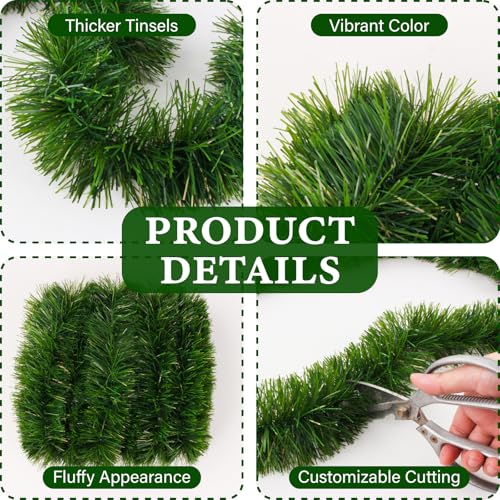 50ft Green Artificial Pine Garland for Indoor Outdoor Christmas Decor Q308536