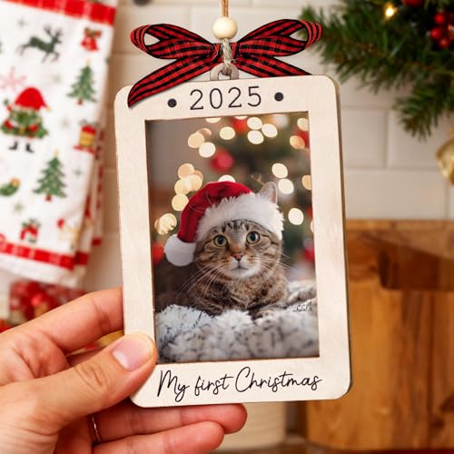 Christmas Ornament Picture Frame - Wooden Landscape Photo Frame for Tree U75225