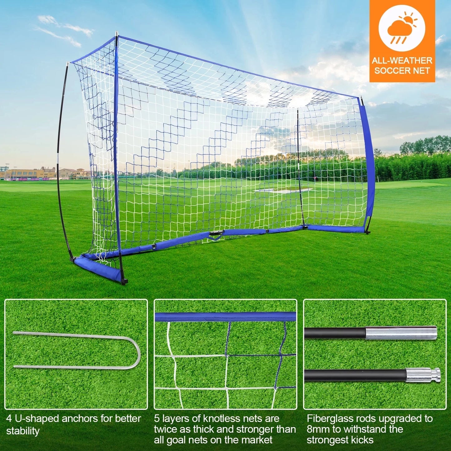 Portable Soccer Goal 12 ft x 6 ft for Backyard Training S15988