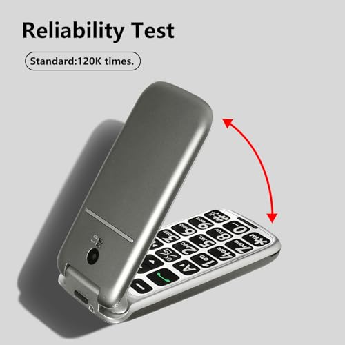 Flip Mobile Phone Unlocked for Seniors, Big Buttons, SOS, USB-C E34071