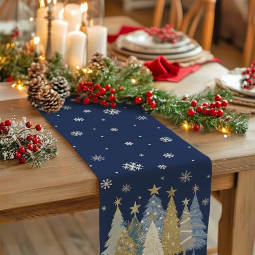 Christmas Table Runner 13x72 Inch, Red Winter Holiday Decor S612