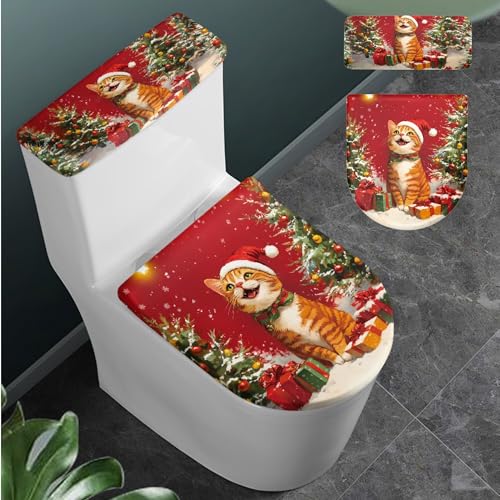 Christmas Toilet Lid and Tank Cover Set for Bathroom Decor Q334993