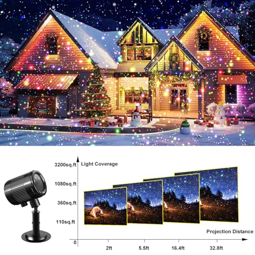 Christmas Laser Projector Light Outdoor, RGB Firefly Moving Lights, IP65 Waterproof for Garden Yard Party Decor W6136
