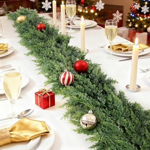 Real Touch Cedar Garland 9 ft for Mantle, Stairs, Fireplace Y971