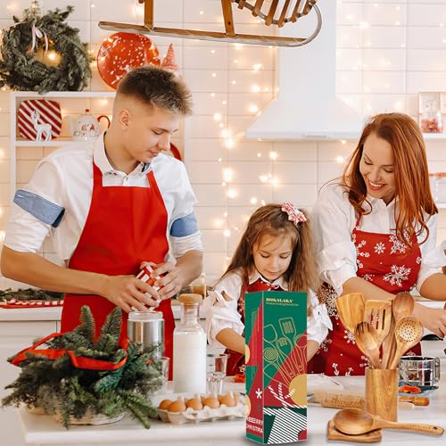 Christmas Wooden Spoons for Cooking, 10 Pcs Natural Teak Kitchen Utensils Set S557967