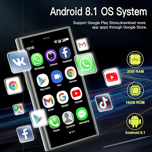 Mini Smartphone 3.0 Inch Android 8.1 Dual SIM Touch Screen 2GB RAM 16GB J608