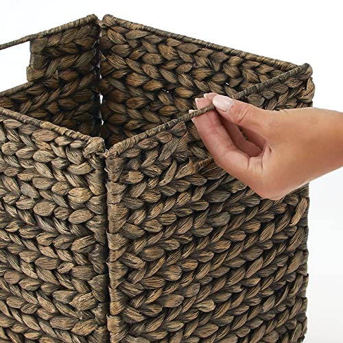 Woven Hyacinth Cube Organizer Basket with Handles, 8 Pack, Black Wash P159359