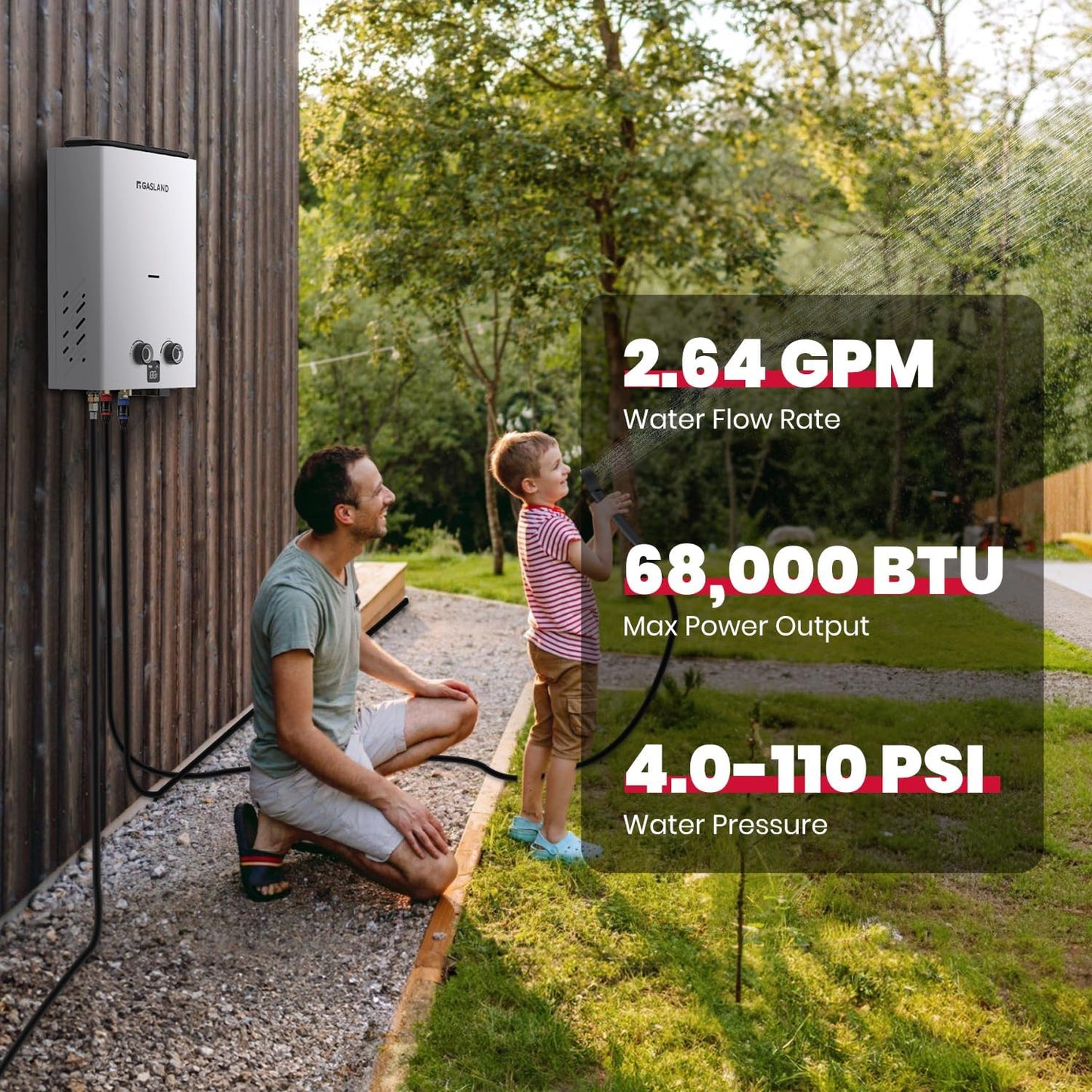 Propane Tankless Water Heater, 2.64 GPM Outdoor Portable Hot Water Heater S485