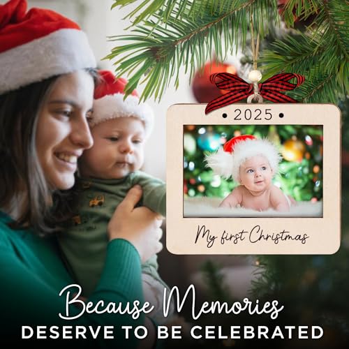 Christmas Ornament Picture Frame - Wooden Landscape Photo Frame for Tree U75225