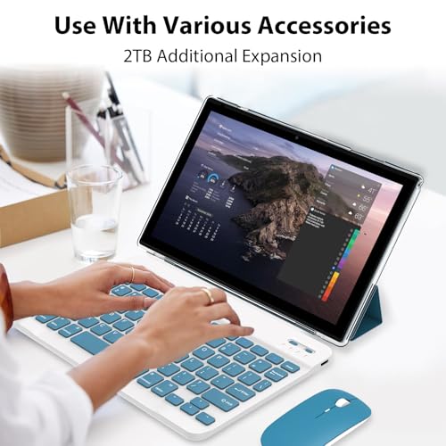 Tablet 10 Inch, 18GB RAM 128GB ROM, 2 in 1 with Keyboard Mouse Stylus K7381