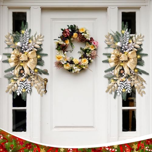 Prelit Teardrop Christmas Swag 24 Inch for Stair Window Wall Decor L4230