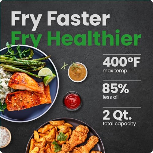 2 Qt Mini Air Fryer with Digital Timer and Nonstick Basket D4952
