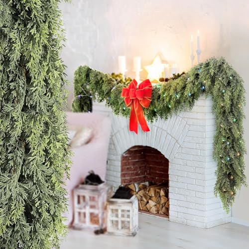 9ft Prelit Faux Pine Garland with Lights for Mantle Q9088