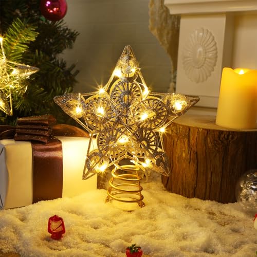 Star Tree Topper with 20 LED Lights, Battery Powered Christmas Decorations X627861