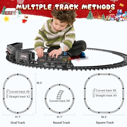 Train Set for Boys with Steam Locomotive, Cargo Cars & Tracks N10378
