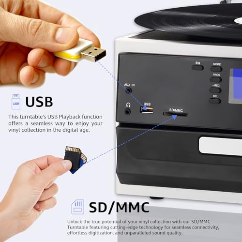 Record Player 3 Speeds Turntable with Bluetooth and Built-in Speakers X989957