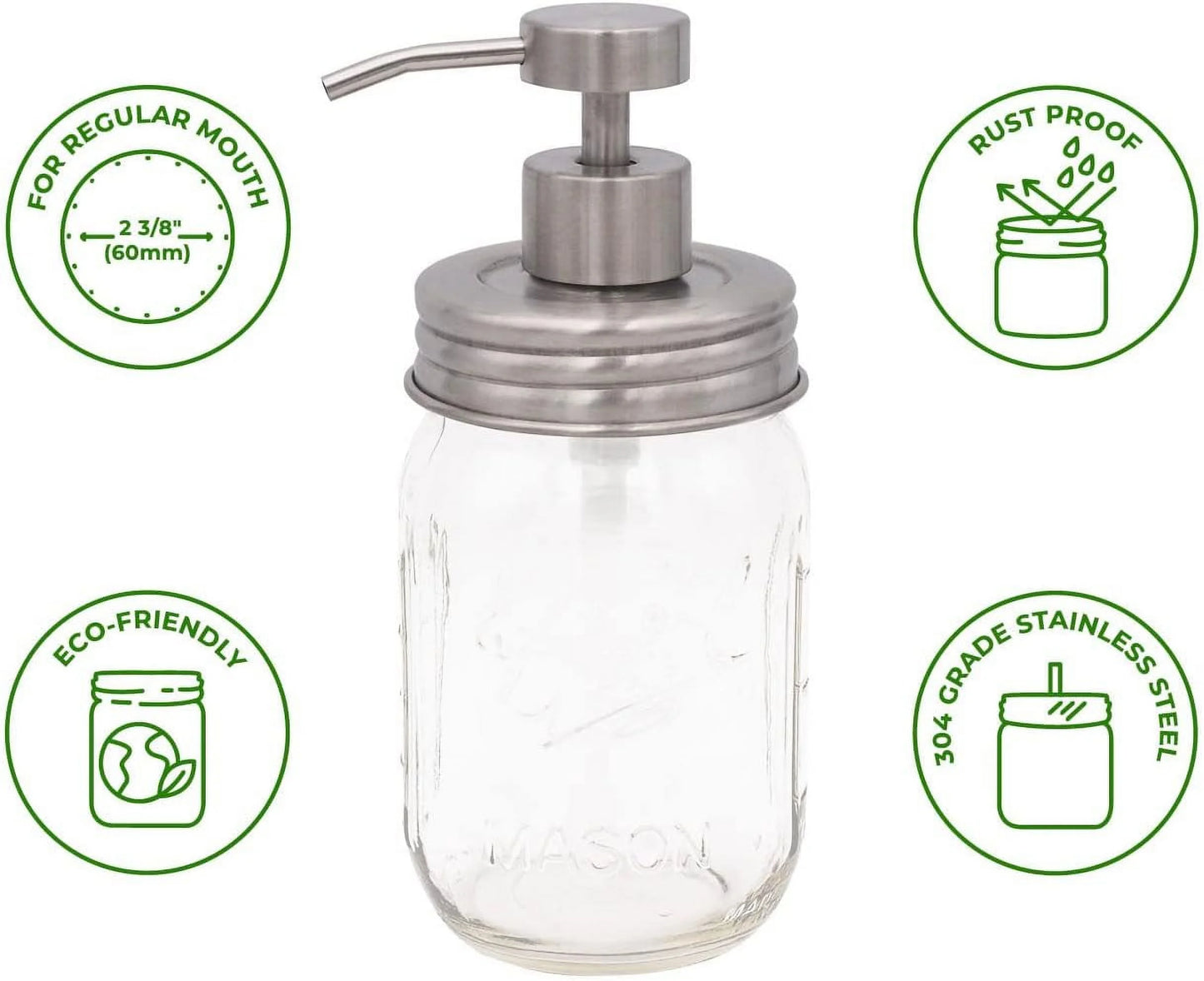 Stainless Steel Threaded Soap Pump Lid for Mason Jars M120827