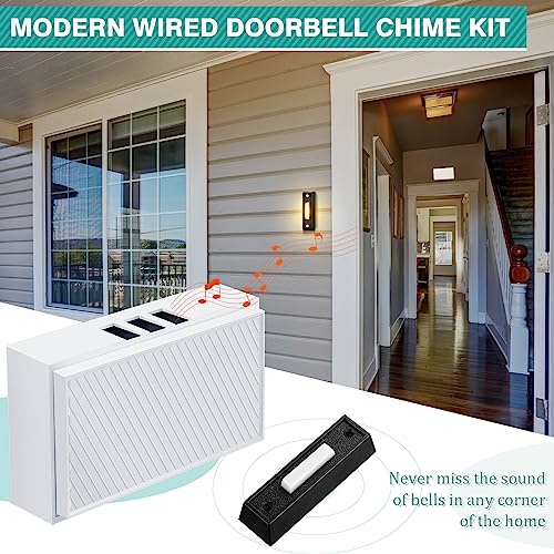 Wired Doorbell Chime with 2 Lighted Push Buttons, 16V 10VA, Front and Rear Sounds D6337