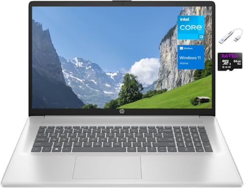 HP Newest 17 Business Laptop, 17.3'' FHD Widescreen, Intel 6-Core i3-1215U(Up to 4.4 GHz), 8GB DDR4, 1TB SSD, 8.5 Hours Battery, Windows 11 Home, 64GB SD Card + USB 3.0 Hub, Natural Silver