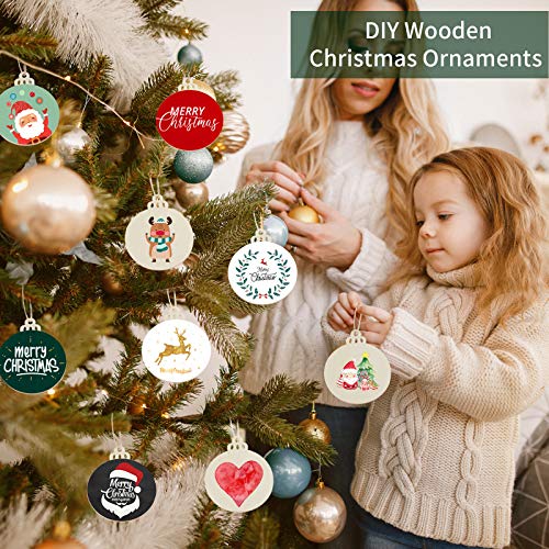 50PCS 4-Inch Unfinished Wooden Christmas Ornaments for DIY Crafts M377079