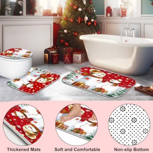 Christmas Bathroom Set with Shower Curtain, Rugs, and Hooks A88035