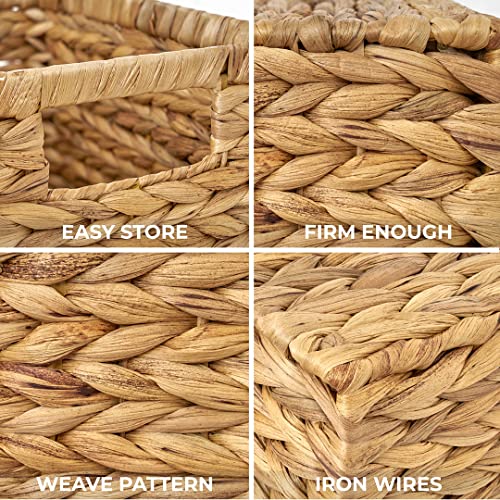 Natural Water Hyacinth Woven Storage Baskets with Handles, Set of 6 C618