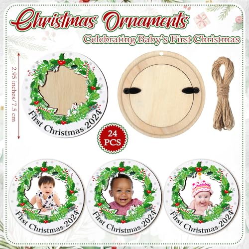 24 Pcs Christmas Photo Ornament Frames for Baby First Christmas Tree Keepsake F1934