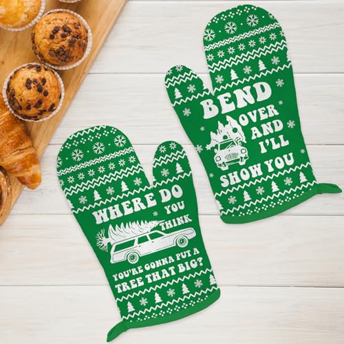 Funny Holiday Oven Mitts and Pot Holders for Kitchen Cooking Baking S2669