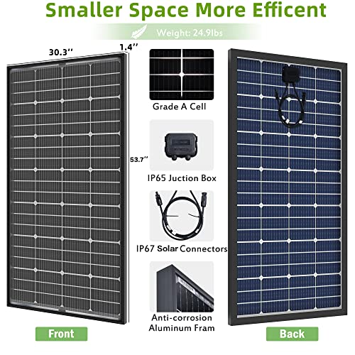 200W Bifacial Monocrystalline Solar Panel 12V for RV Home Off Grid D2767