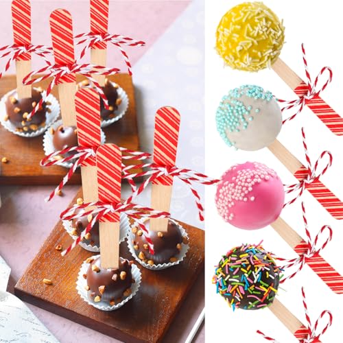 100 Set Christmas Wooden Spoons for Hot Cocoa, Chocolate, and Baking A7471