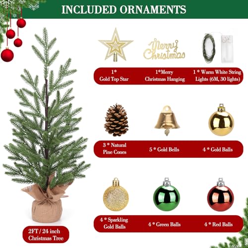 24-inch Tabletop Christmas Tree with 30 LED Lights and 26 Ornaments Z769665