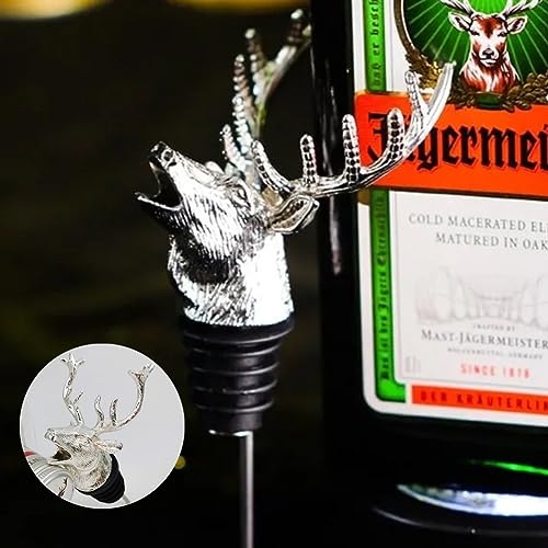 Zinc Alloy Deer Head Liquor Bottle Pourer with Silicone Stopper D19994