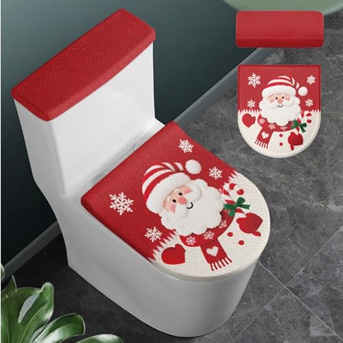 Christmas Toilet Lid and Tank Cover Set for Bathroom Decor Q334993