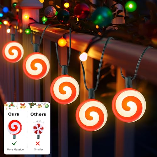 Unicorn Christmas Lollipop Pathway Lights, 10 LED Peppermint String Lights with Stakes M138626