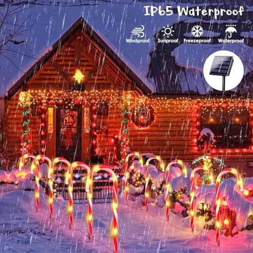 Solar Christmas Candy Cane Lights Outdoor Waterproof L1233