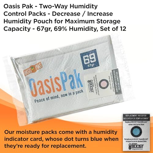 Two-Way Humidity Packs for Storage, 69% RH, 67g, Pack of 4 D7241