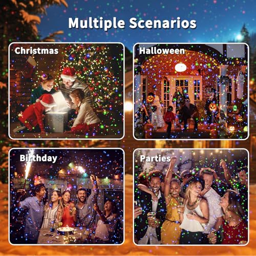 Christmas Laser Lights Projector, Outdoor Moving RGB Starry Show with RF Control T973