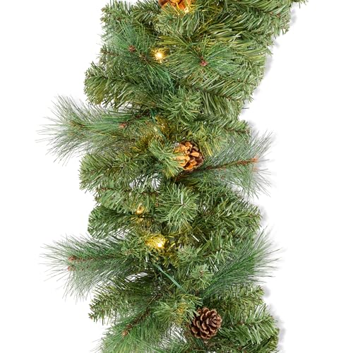 9ft Pre-Lit Christmas Garland for Stairs, Fireplace with 50 Lights W212