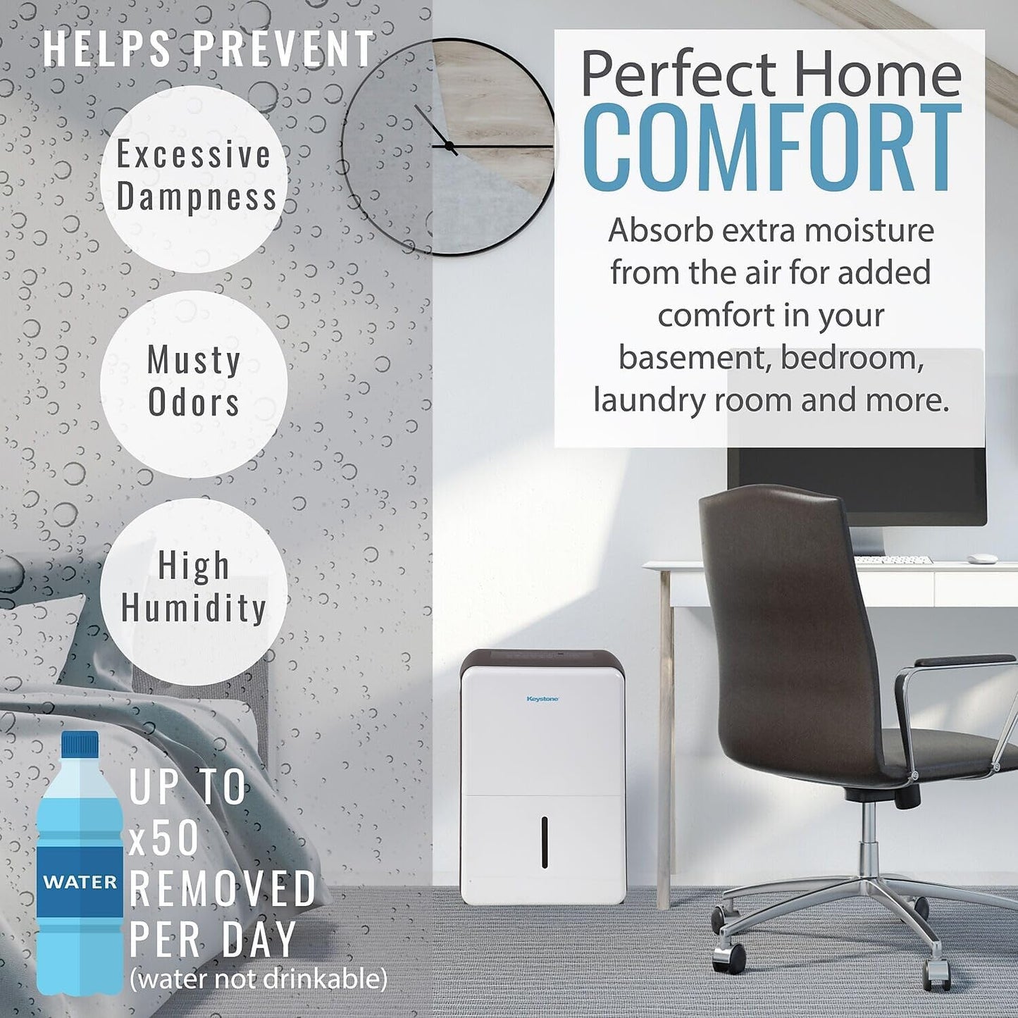 Portable Dehumidifier for Basement, Garage, and Large Rooms up to 4,500 Sq.Ft. Y3461