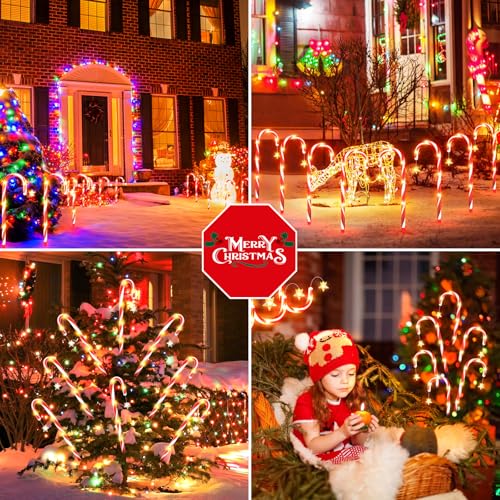 Solar Candy Cane Lights for Outdoor Christmas Decor, 72 LEDs, 10 Modes N711