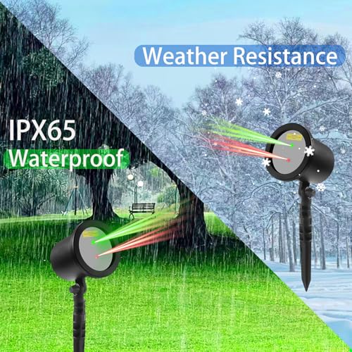 Outdoor Laser Projector Lights for Christmas, Red & Green Stars U46485