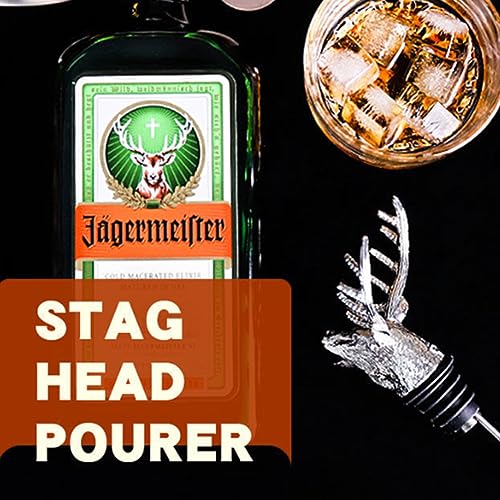 Zinc Alloy Deer Head Liquor Bottle Pourer with Silicone Stopper D19994