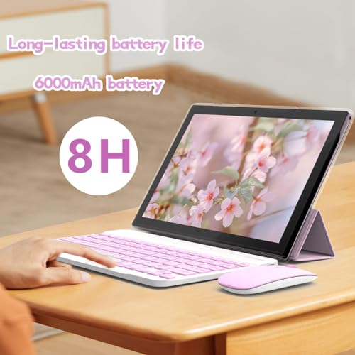 Tablet 10.1 inch Android 14 with Keyboard Case, Mouse, Stylus, 8GB+64GB, HD Touch Screen, Dual Camera, Wi-Fi, Blue W566112